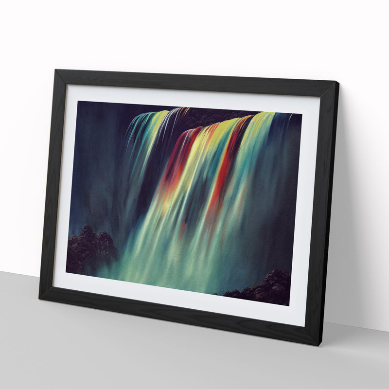 Colourful Watercolour - Single Picture Frame Print, Black Framed, 34cm H x 46cm W x 2cm D