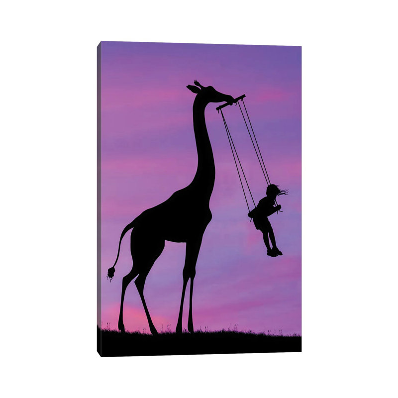 Giraffe And Swing by Abdullah Evindar - Wrapped Canvas Print, 101.6 cm H x 66.04 cm W x 1.91 cm D