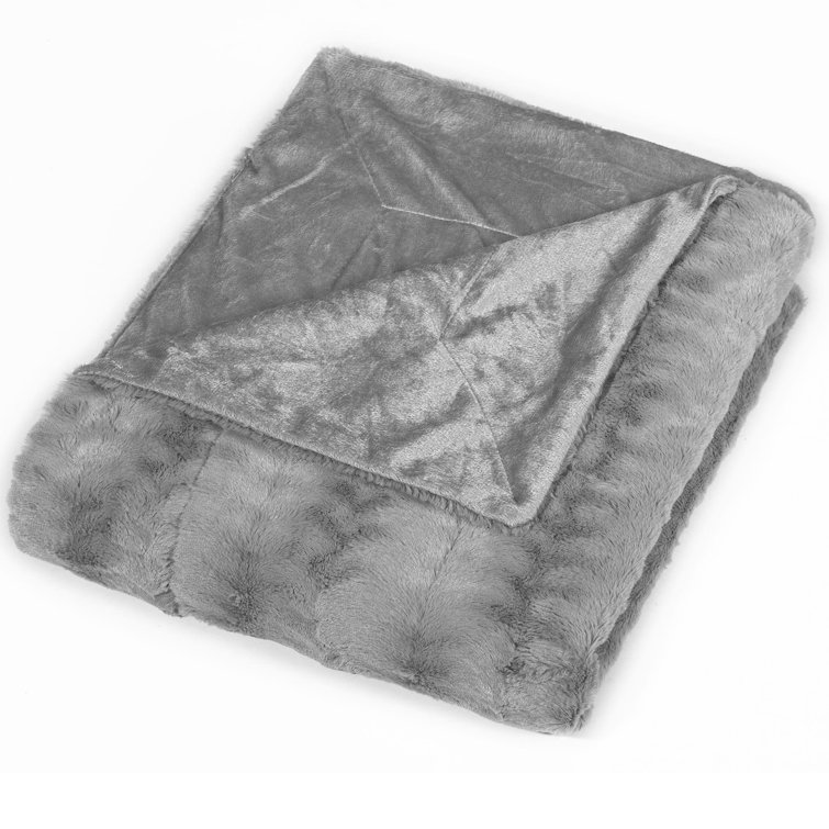 Naes Reversible Embossed Faux Fur and Micro-mink Throw Blanket/Bedding Coverlet
