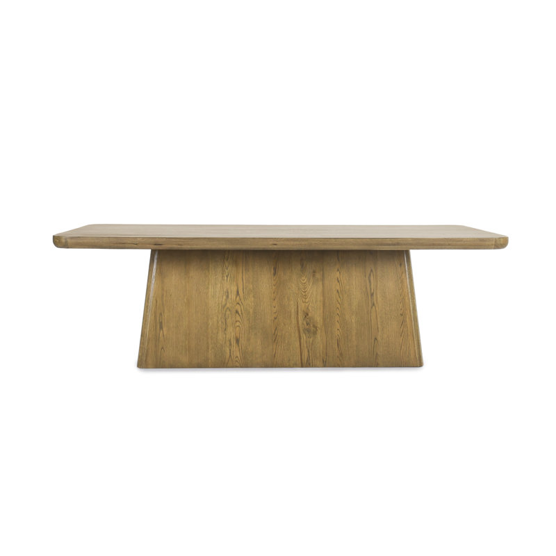 Pedestal Dining Table, 30" H x 95" L x 42" W, Light Brown