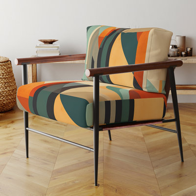 Chaise avec accoudoirs rembourrée en velours Full Moon Symphony Midcentury Abstract I