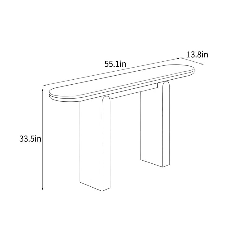 Console simple de style italien, H 33,5 po x l 55,1 po x P 13,8 po, Noir