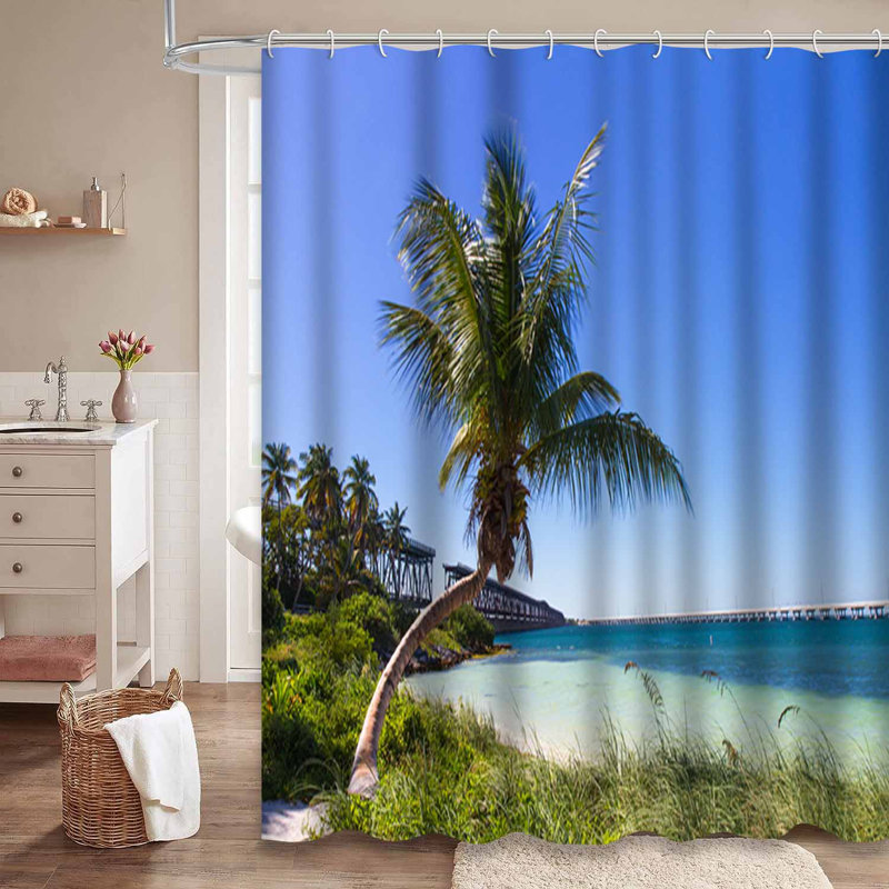 Rideau de douche avec 12 crochets Florida Keys Beach, L 72 po x l 84 po