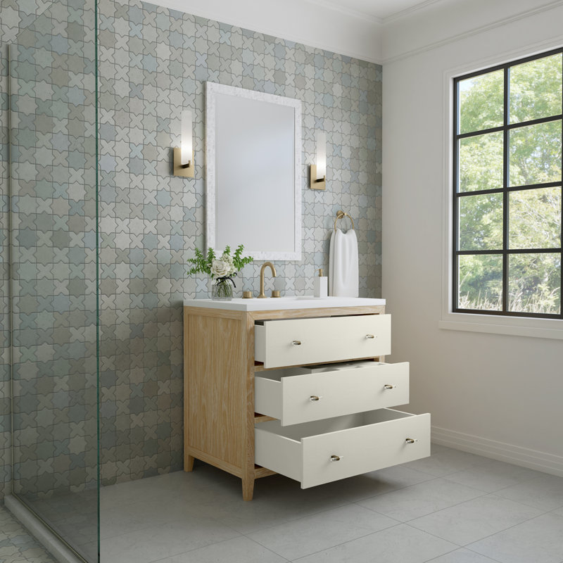 Ensemble de meuble-lavabo simple 36 po Celeste, Blanc Zeus, 8 po
