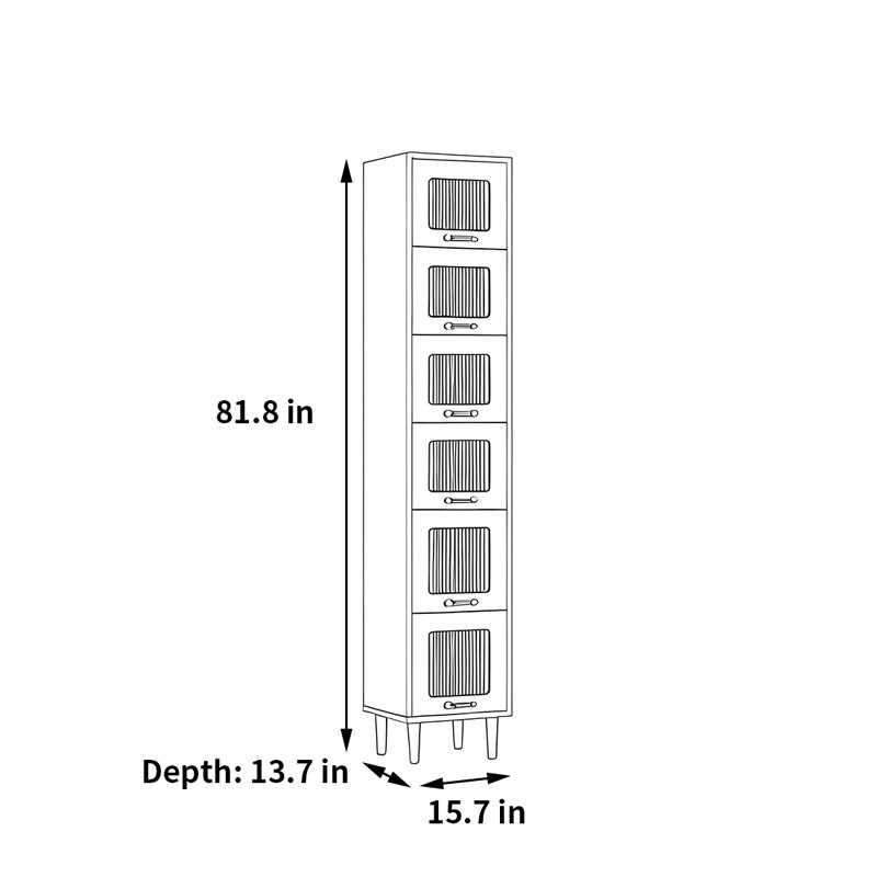 Rabehi, (6 tablettes) H 81,8 po x l 15,7 po x P 13,7 po, Brun