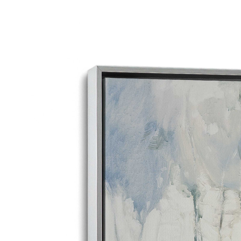 Impression de paysage aquatique tranquille,, H 12,75 po x l 12,75 po x P 1,75 po, Cadre flottant en chrome poli, 1