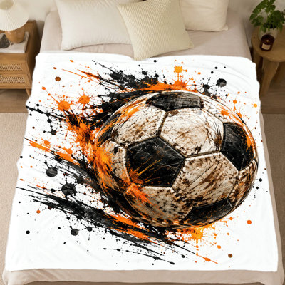 1Pcs Soccer Ball Splatter Print Flannel Blanket – Single-Sided;Durable, Art DesignMachine WashableIdeal for Home DecorationAvailable in Multiple SizesEasy to Carry TravelA Perfect Gift Choice. Bedding and sofa items