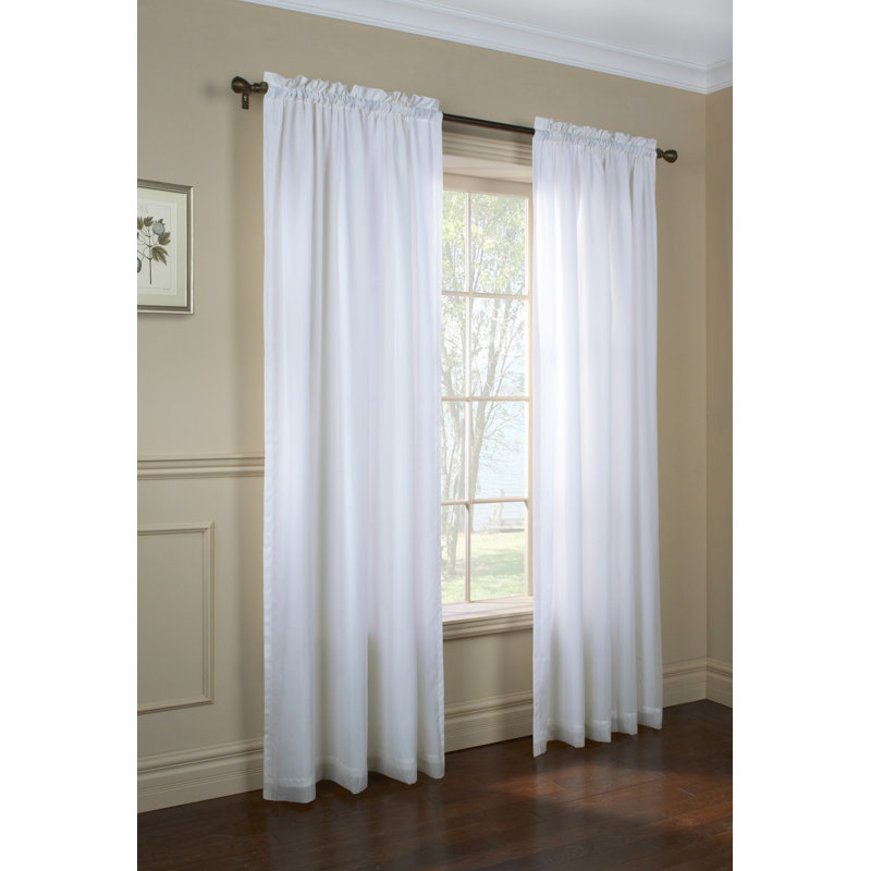 Rideau transparent de couleur unie avec passe-tringle Villareal, l 54 po x L 84 po, Blanc