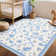 Floral Machine Washable Rug For Playroom,Cute Throw Carpet,Low Pile Throw Carpet Non Slip Non Shedding Floor Cover Stain Resistant Folding Carpet For Home Decor