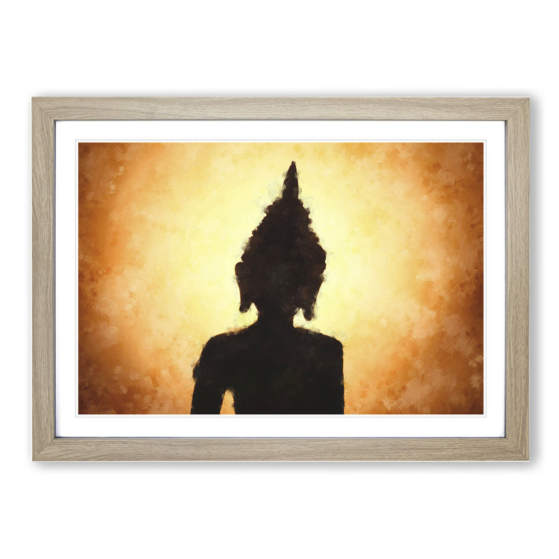 Buddha Statue Vol.4 - Picture Frame Painting, 36cm H x 48cm W x 2cm D, Oak