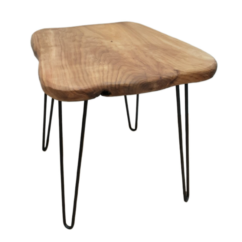 Table basse Live Edge avec pieds en métal - 20 x 20 x 20,5 po