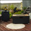 Table de foyer d'extérieur au gaz propane 32 "avec couvercle de réservoir de propane, foyer d'extérieur rectangulaire de 50 000 BTU avec magnifique base en osier pour jardin extérieur-113988215