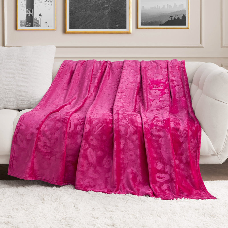 Juicy Couture 60" x 90" Embossed Plush Throw Blankets, Bow Animal