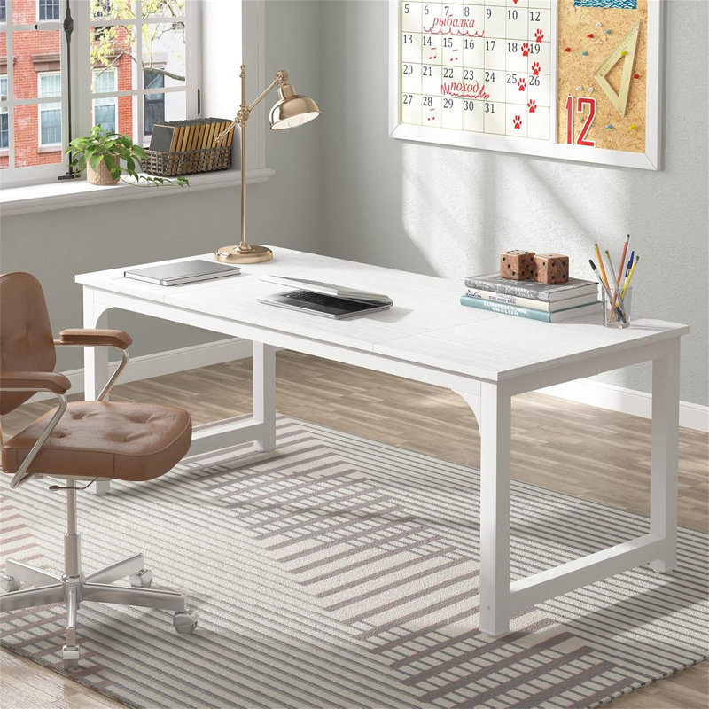 Bureau de direction de 70,8 po (sans la chaise), Blanc / blanc