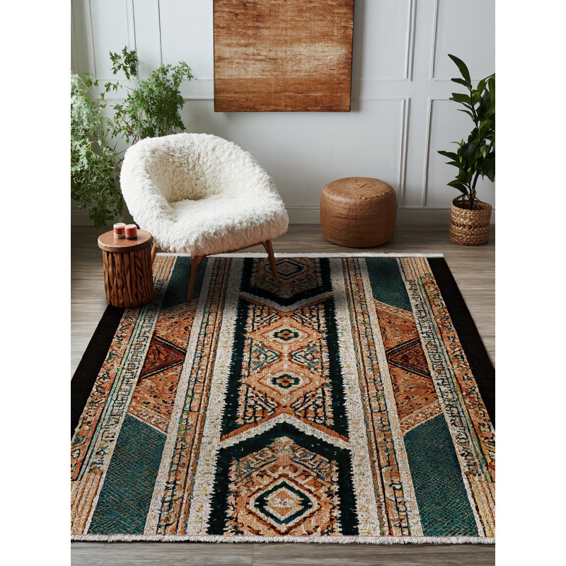 Manas Collection Digital Print Cotton-Polyester Colorful Moroccan Rug, Runner 2'8" x 16'5"