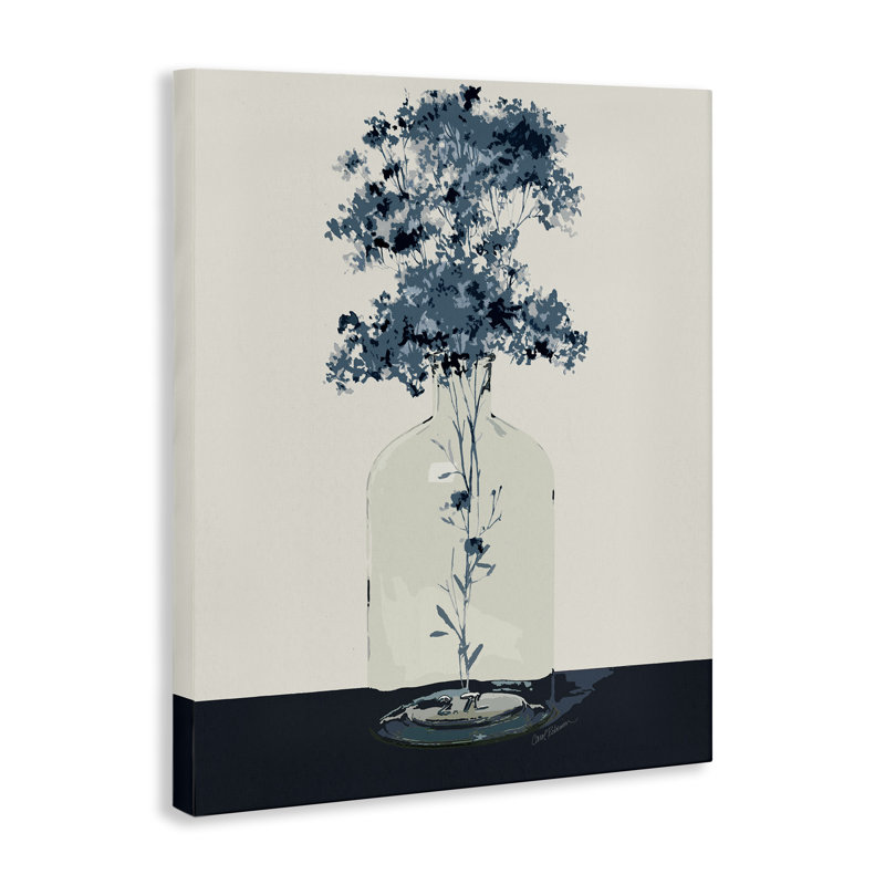 "Blue Nature Sprigs", art mural sur toile par Carol Robinson, H 20 po x l 16 po
