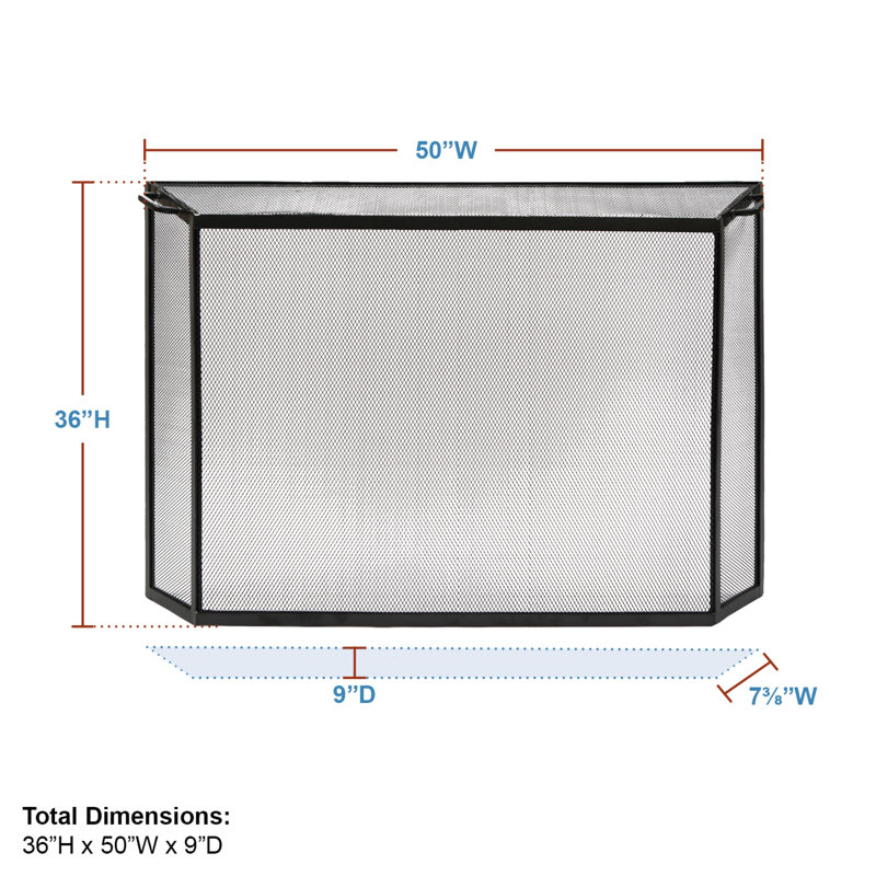 Pare-étincelles en fer 4 panneaux Alarnah, H 36 po x l 50 po x P 7 po