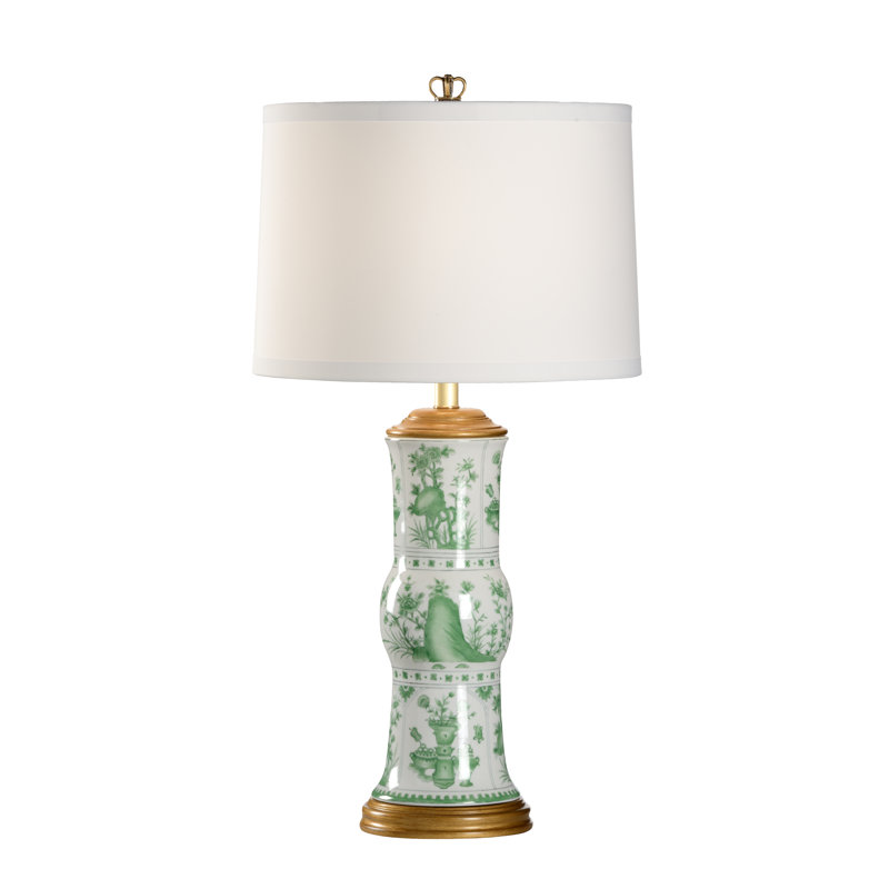 Canton Porcelain Table Lamp, Green/White/Gold