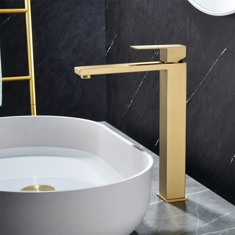 Single Hole Bathroom Vessel Faucet With Pop-Up Drain Assembly Single Handle Bathroom Vessel Sink Faucets Modern Stainless Steel Tall Bathroom Vanity Basin Taps