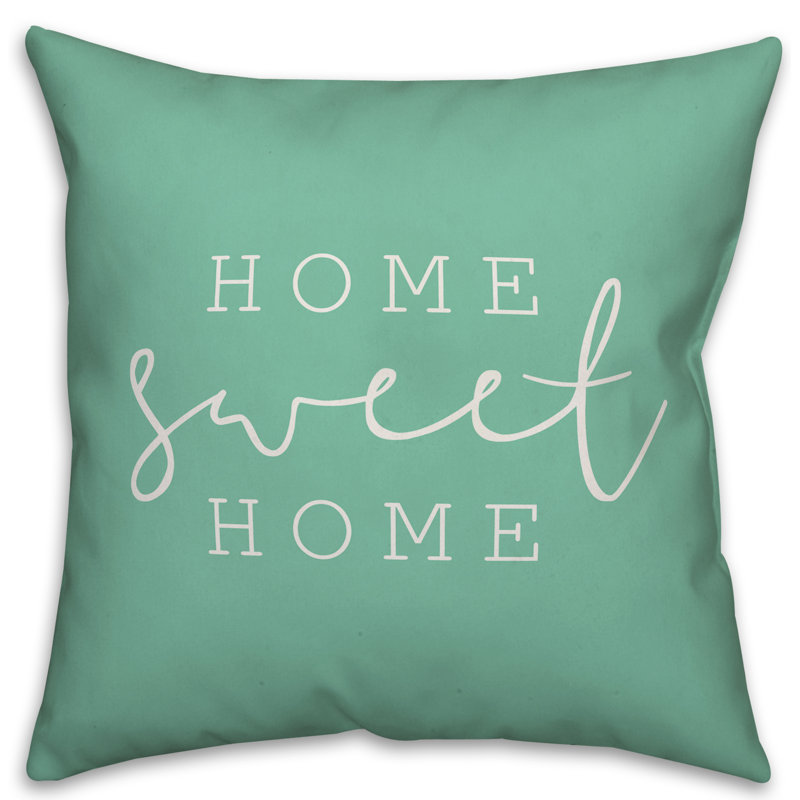  Coussin intérieur / extérieur Home Sweet Home, H 20 po x l 20 po, Vert menthe