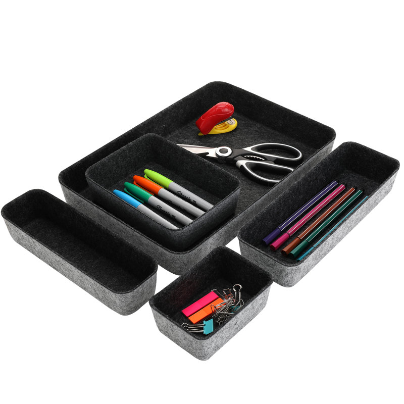 2.2'' H x 13.6'' W x 9.6'' D Office Drawer Organizer, Charcoal