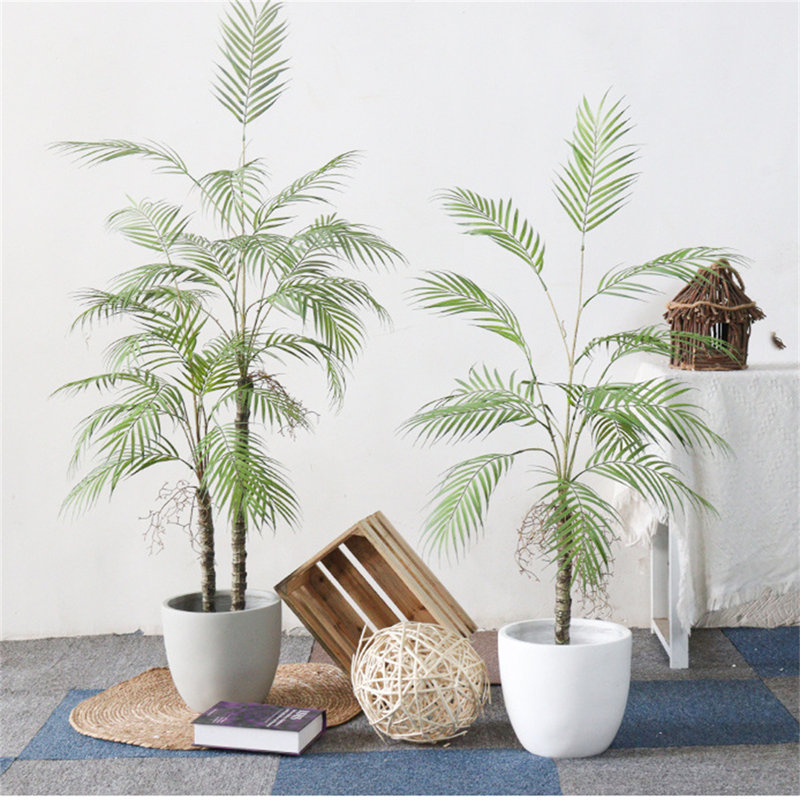 Artificial Palm Tree, 4ft/5ft Tall Decorative Fake Palm Tree In Pot, Large Fake Palm Tree, Red, 47" H x 20" W x 20" D