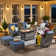 Cracraft 7-Piece Patio Furniture Set with 42" Fire Pit Table, Outdoor Wicker Sofa with Swivel Rocking Glider Chairs, High Back Rattan Conversation Set for Patio, Deck, Backyard, and Front Porch