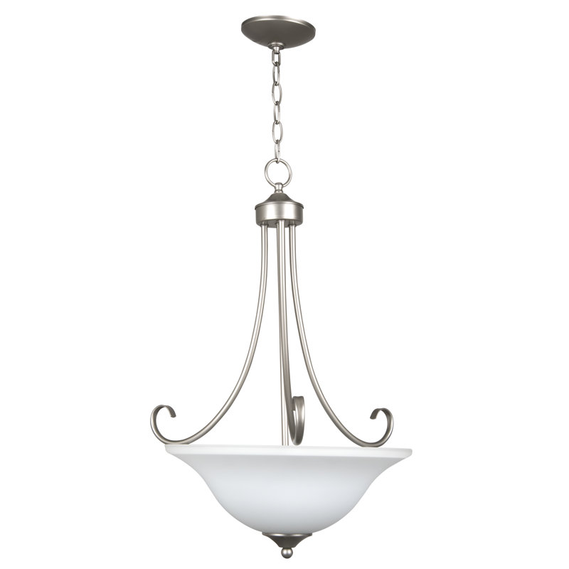 Ora 3 - Light Single Pendant, Satin Nickel with White Frosted Glass