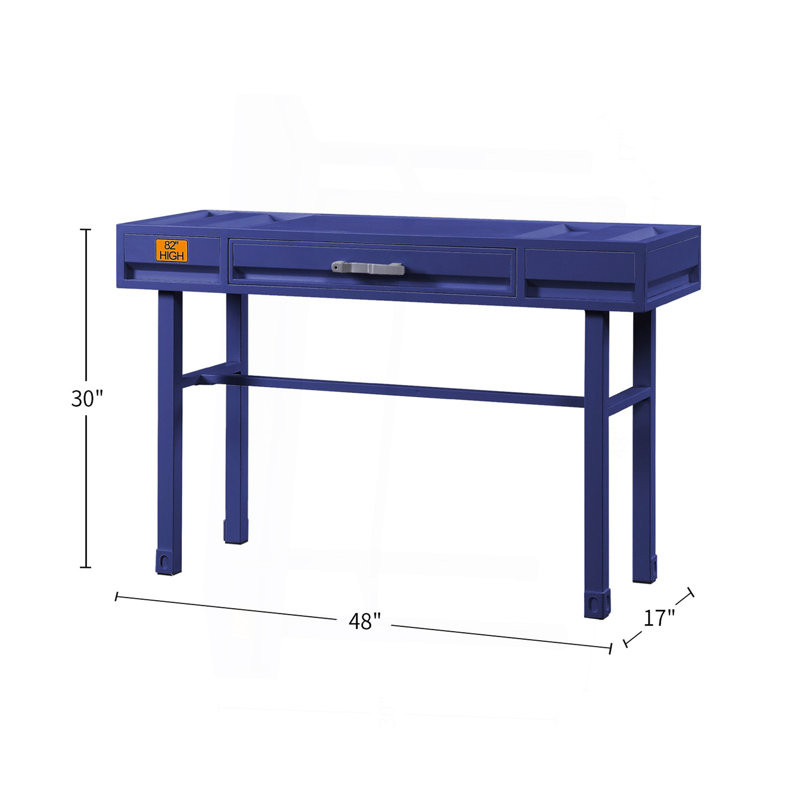 Metal Vanity Desk With One Drawer, Blue, Blue
