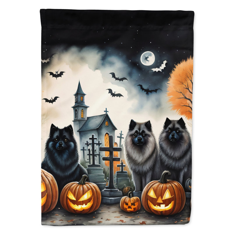 Drapeau de la maison d'Halloween Keeshond Spooky