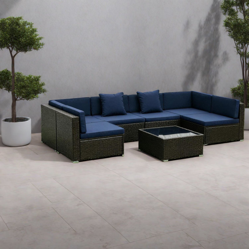 Canapés de patio polyvalents toutes saisons, ensemble en rotin avec cadre en acier, confort extérieur moderne