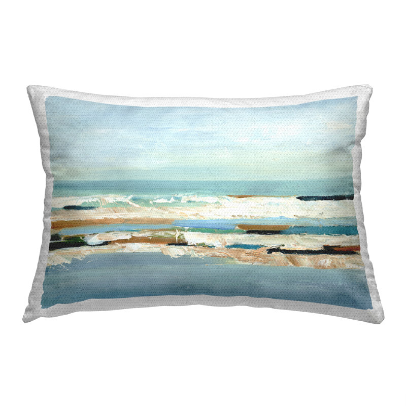 Coussin d'extérieur à imprimé abstrait avec vue sur la mer par Ethan Harper