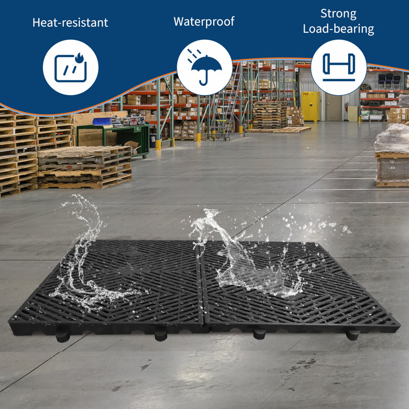 Plastic Pallets Set of 6 - 11.8"x23.6"x1.18" Heavy Duty HDPE Storage Pallets, Waterproof Ventilated Grid Floor Pads for Garage, Basement, Outdoor, Kitchen