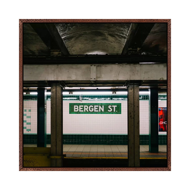Brooklyn Subway III by Bethany Young - Print on Canvas, Classic Brown Wood Framed, 45.72cm H x 45.72cm W x 3.81cm D
