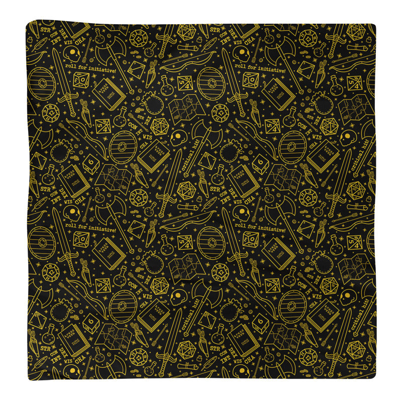 Serviette en coton à motif rpg lines, Noir / Jaune, H 0,1 po x l 10 po x P 10 po, Sergé de coton