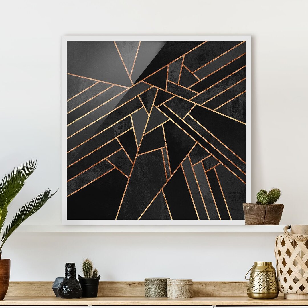 Gerahmtes Poster Black Triangles Gold