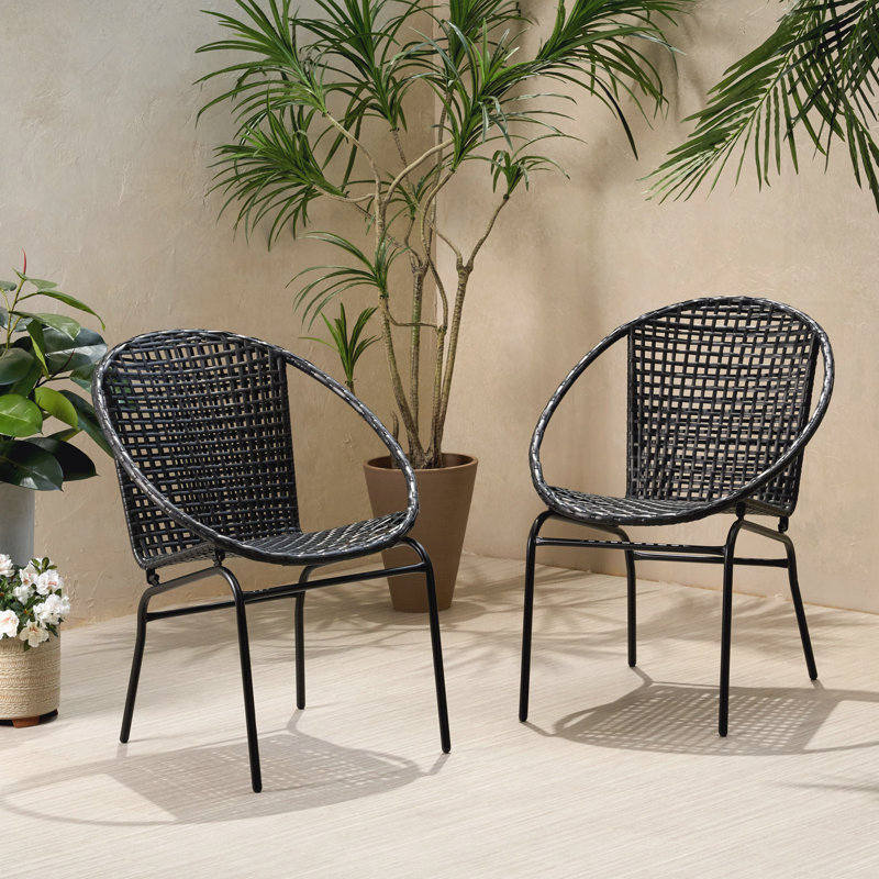 Chaise d'appoint de patio (ensemble de 2), Noir