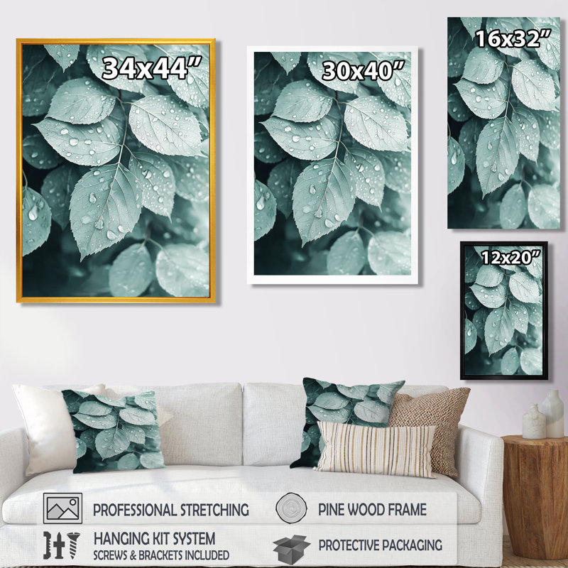 «Rainy Day Leaves Collage II» - art mural feuilles larges, Noir, Impression encadrée, H 20 po x l 12 po