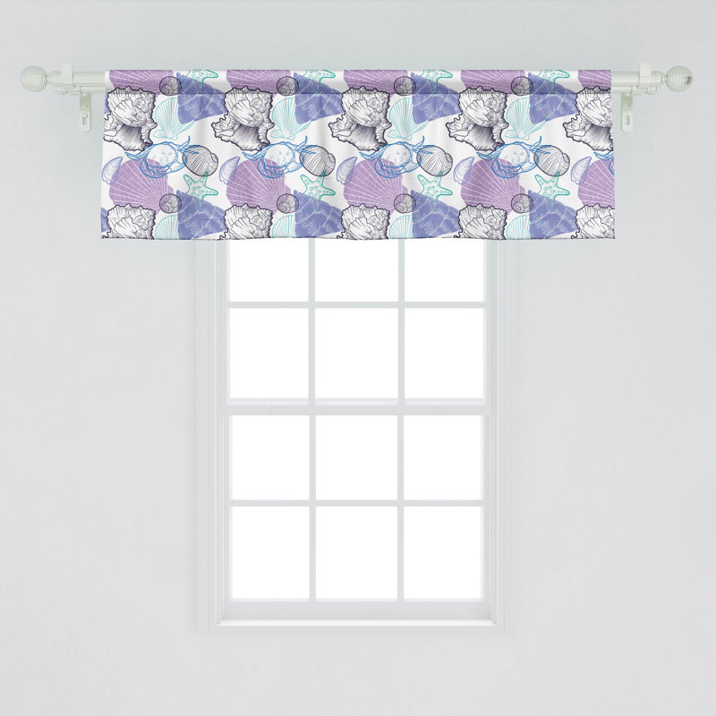 Ambesonne Ambesonne Nautical Valance Pack of 2 Sea Shells Mussels Crabs  White and Multicolor
