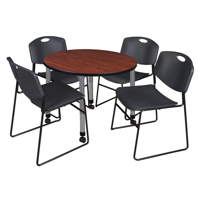 Ensemble de table de salle à manger en L 90 po Kee Mobile, Cerisier