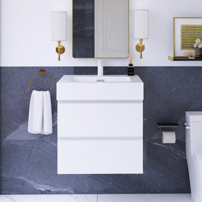 24 In. W Single Sink Wall Mounted Bath Vanity