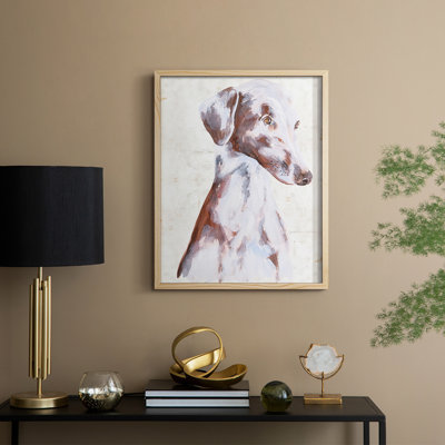 Sitting Dog II Framed Print - Solid Wood