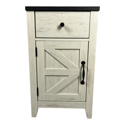 Farmhouse End Table Bedside Table With Charging Station,Night Stand With Barn Door And Drawer, Storage For Bedroom Living Room ,Bedside Table
