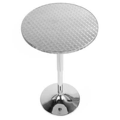 Table de bar ronde contemporaine réglable en argent