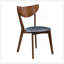 Chaises de salle à manger Mid-Century modernes en noyer foncé et simili cuir noir, ensemble de 2 sièges confortables et élégants