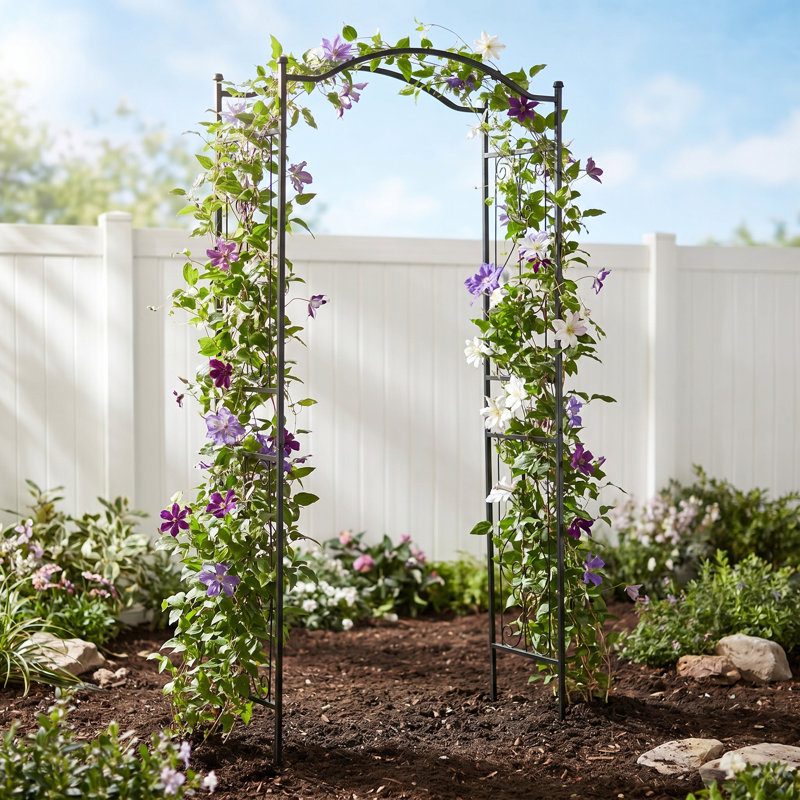 Tonnelle en fer Scendor H 92 po x l 42,5 po en forme de treillis pour plante grimpante d'extérieur