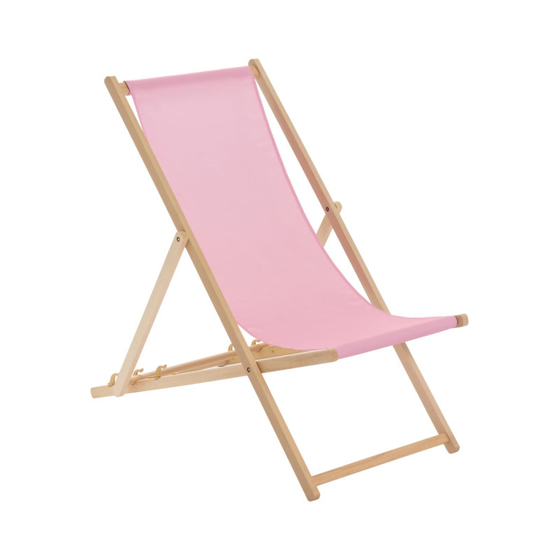 Folding Wooden Deck Chair, Light Pink