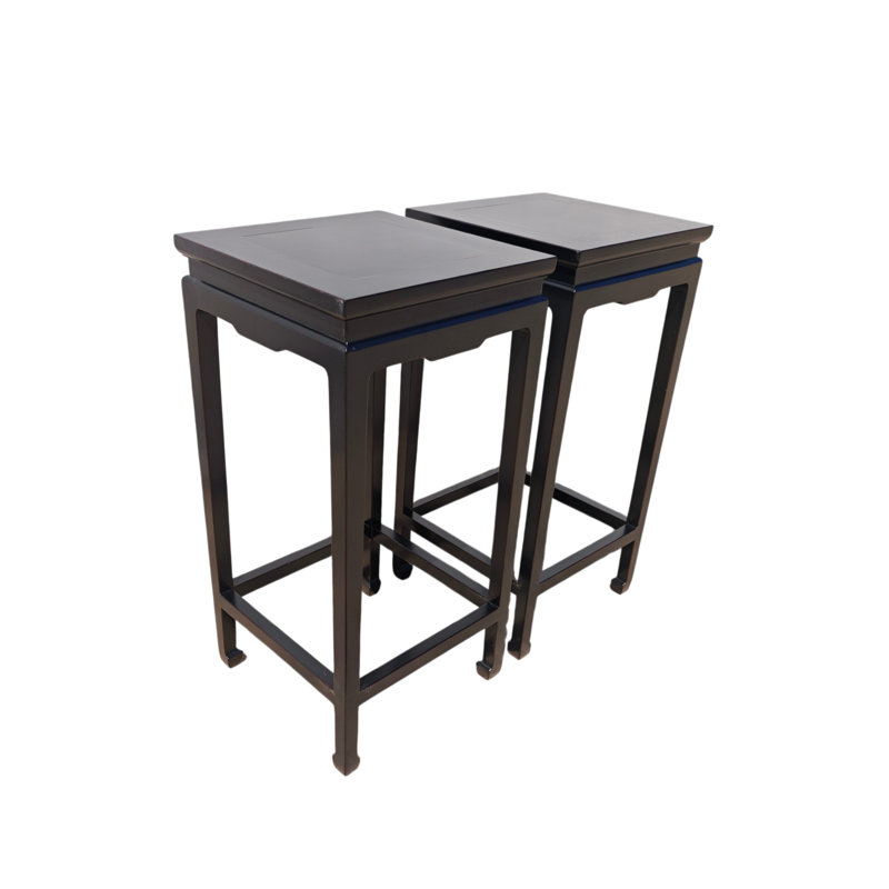 Pair of Elm Wood Side Tables