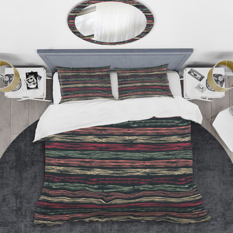 Ensemble de housse de couette en microfibre bleu / rose / brun 3 pièces, Housse de couette pour grand lit et 2 taies décor
