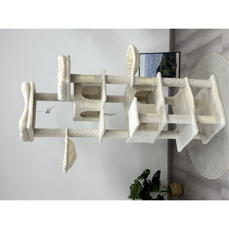 Arbre à chat 68 niveaux à 6 niveaux avec coussins amovibles, poteaux à griffer, hamacs confortables et confortables, matériau, 19,59 po de profondeur, 17,31 po de largeur, lavable et lavable